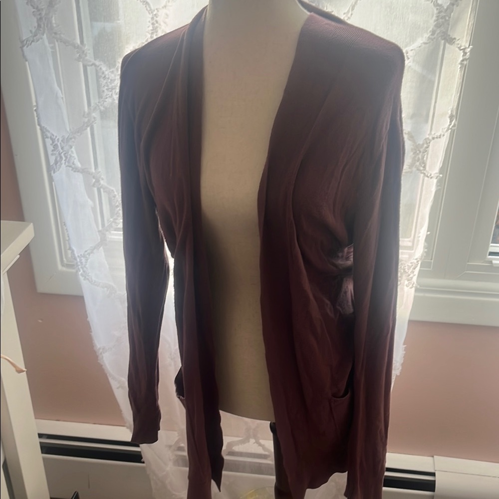 Maroon Open Front Cardigan